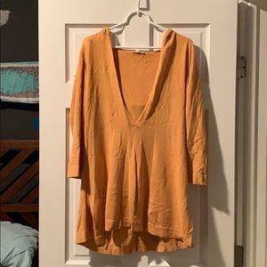 Eileen fisher V-neck hooded sweater